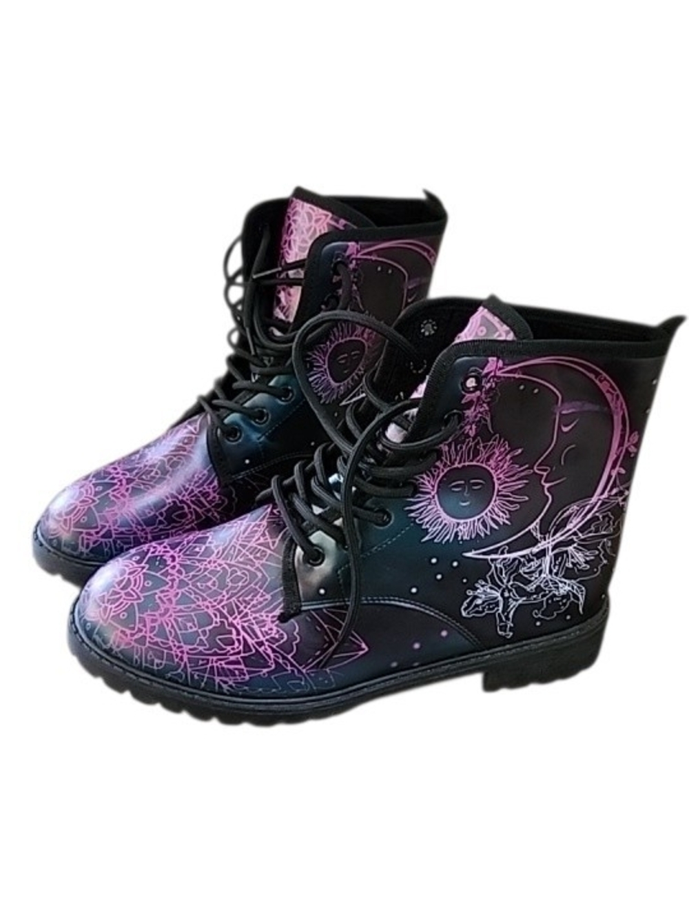 Yes We Vibe Celestial Lace-Up Combat Goth Women’s Boots Size Womans US 11 EUC
